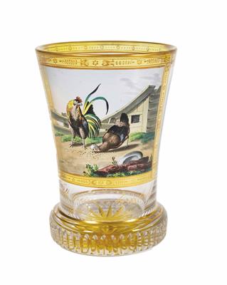 Anton Kothgasser-Ranftbecher mit Hahn und Henne, Wien, um 1820/30 - Asta di pasqua