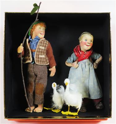 Zwei Puppen mit Gänsen, Anna Miklautsch und Elli Riehl, Kärnten, um 1970/80 - Summer auction