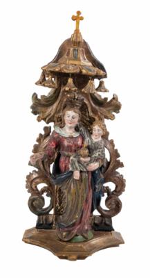 Madonna mit Kind, Alpenländisch, Ende 18./Anfang 19. Jahrhundert - Vánoční aukce - Stříbro, sklo, porcelán, Moderní umění grafika, koberce