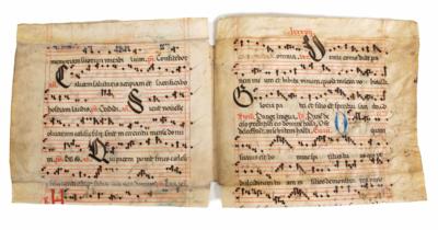 Antiphonar, Lateinische Handschrift auf Pergament, 15. Jahrhundert - Vánoční aukce - Stříbro, sklo, porcelán, Moderní umění grafika, koberce