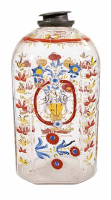Große Branntweinflasche, Alpenländisch, um 1800 - Christmas auction - Silver, glass, porcelain, graphics, militaria, carpets