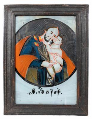 Hinterglasbild, Böhmen, 19. Jahrhundert - Christmas auction - Silver, glass, porcelain, graphics, militaria, carpets