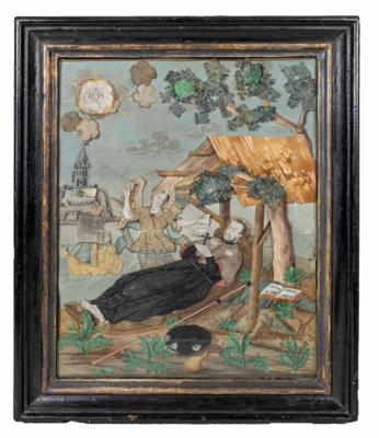 Klosterarbeit- Applikationsbild, um 1800 - Vánoční aukce - Stříbro, sklo, porcelán, Moderní umění grafika, koberce