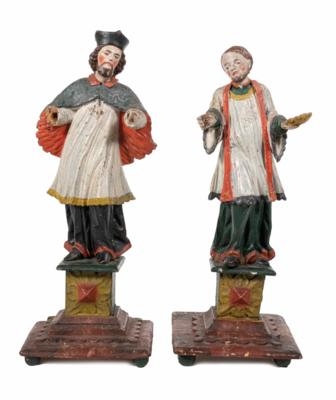 Zwei provinzielle Heiligenfiguren, um 1800 - Vánoční aukce - Stříbro, sklo, porcelán, Moderní umění grafika, koberce