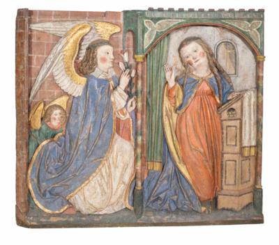 Gotisches Relief, 'Verkündigung', Österreichisch, um 1480 - Easter Auction