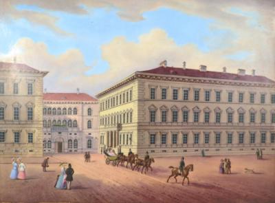 Porzellanbild "Odeonsplatz mit dem Palais des Prinzen Luitpold (Palais Leuchtenberg), KPM-Berlin, 1908 - SUMMER AUCTION