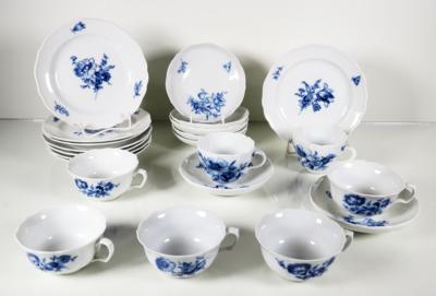 5 Teetassen mit Untertassen, 2 Kaffeetassen mit Untertassen, Meissen, 1950er-Jahre - Porcelán, sklo a sběratelské předměty
