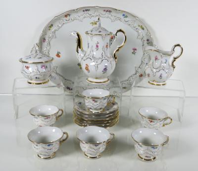 Prunk-Mokkaservice, Meissen, um 1950 - Porcelán, sklo a sběratelské předměty