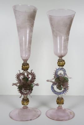 2 Flügelgläser, Murano, 20. Jahrhundert - Porcellana, vetro e oggetti da collezione