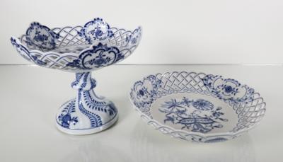 1 kleiner Tafelaufsatz und 1 runde Schale, Meissen, 1888-1924 und 1970 - Porcelain, glass and collectibles
