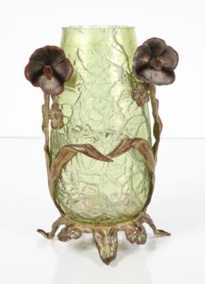 Kleine Jugendstil-Vase mit floraler Metallmontierung, um 1900 - Porcelain, glass and collectibles