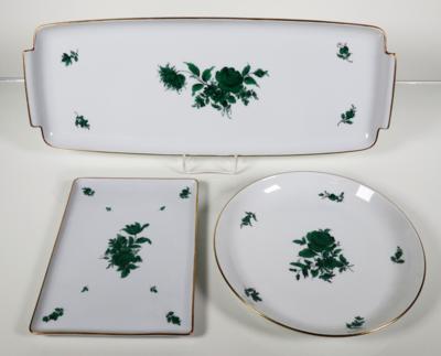 1 große Sandwichplatte, 1 rechteckige Platte, 1 runde Schale, Augarten, Wien, 2. Hälfte 20. Jahrhundert - Porcelain, glass and collectibles
