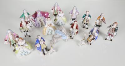 Porzellanfiguren aus dem "Flötenkonzert Friedrichs des Großen in Sanssouci", - Porcelán, sklo a sběratelské předměty