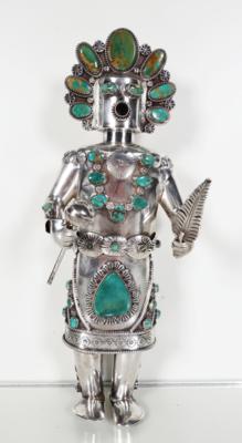 Silber Kalina bzw. Kachina Figur, Hopi Indianer, Arizona,20. Jahrhundert - Porcelán, sklo a sběratelské předměty