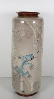 Zylinderförmige Vase, Oberlausitzer Kunsttöpferei Walter Rhaue, Görlitz, 2. Viertel 20. Jahrhundert - Porcelain, glass and collectibles