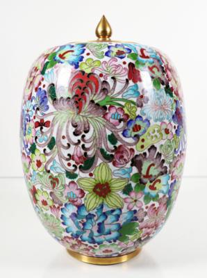 Cloisonné Deckelgefäß, China,20. Jahrhundert - Porcelán, sklo a sběratelské předměty