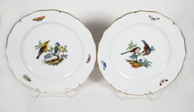 2 Speiseteller mit Vogelmalerei, Meissen, um 1960/70 - Porzellan, Glas und Sammelgegenstände