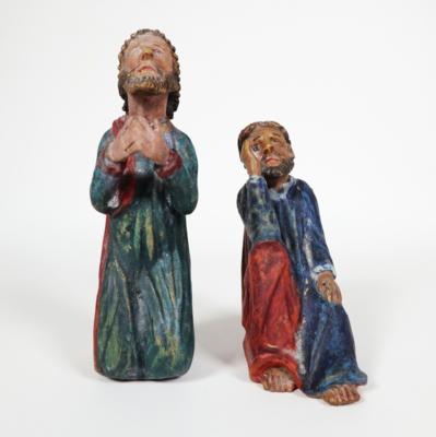 Christus und schlafender Jünger aus Getsemani bzw. Ölberggruppe, 19./20. Jahrhundert - Porcelán, sklo a sběratelské předměty