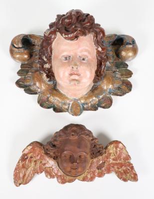 Konvolut von einem Konsolengel und einem geflügelten Engelskopf, Alpenländisch, 17. Jahrhundert - Porcelain, glass and collectibles
