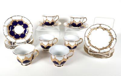 6 Prunk-Kaffeetassen mit 6 Untertassen, 6 kleine Teller, Meissen, um 1978 - Porcelain, glass and collectibles