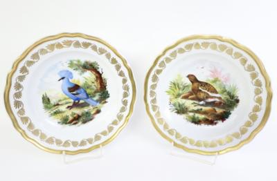 2 Teller mit Vogelmotiven, 20. Jahrhundert - Porcellana, vetro e oggetti da collezione