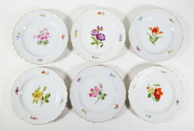 6 Teller, Meissen, 1860-1924 - Porzellan, Glas und Sammelgegenstände