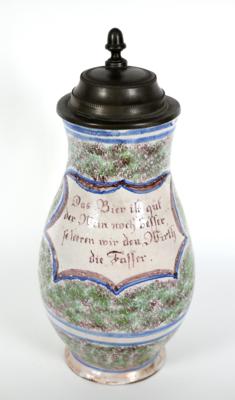 Birnkrug mit Spruch, Gmunden,19. Jahrhundert - Porcelán, sklo a sběratelské předměty