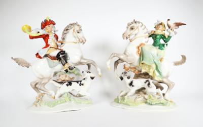 Falknerin und Piqueur, Entwurf Karl Tutter, Ausführung Hutschenreuther, nach 1982/85 - Porcelain, glass and collectibles