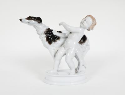 Putto mit Windspiel (Windhund), Entwurf Max D. H. Fritz 1934, Ausführung Rosenthal, Kunstabteilung, Selb, 1937 - Porcelain, glass and collectibles