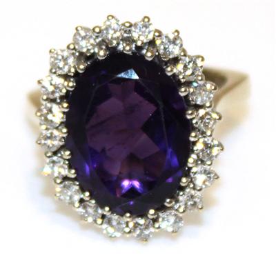 Amethyst- Brillantdamenring - Antiques, art and jewellery