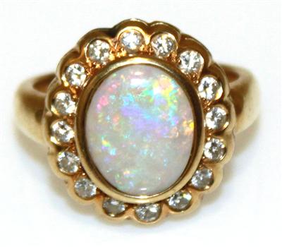 Opal- Brillantdamenring - Um?ní, starožitnosti, šperky