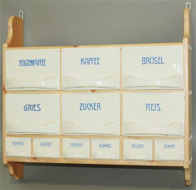 Etagere mit 12 Keramikbehälter - Kunst, Antiquitäten und Schmuck