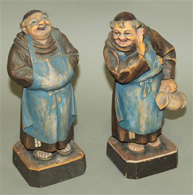 2 Holzfiguren "Mönche" - Antiques, art and jewellery