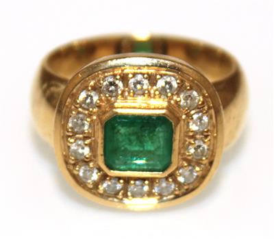 Brillant- Smaragddamenring - Antiques, art and jewellery