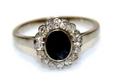 Diamant- Saphirdamenring - Antiques, art and jewellery