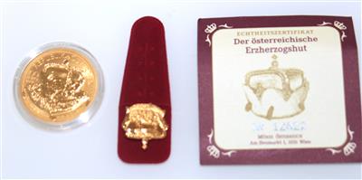 Goldmünze, 100,- Euro, "Österreichischer Erzherzogshut" - Antiques, art and jewellery