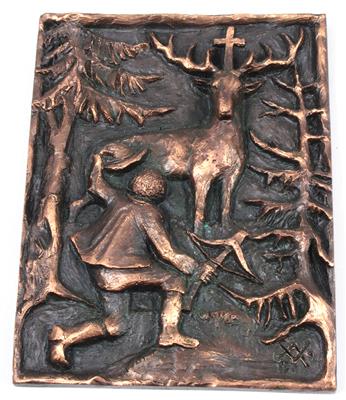 Bronzerelief "Hl. Hubertus" - Antiques, art and jewellery