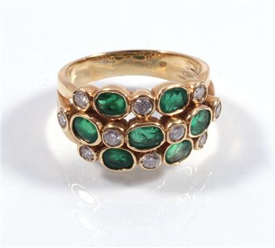 Brillant-Smaragddamenring - Antiques, art and jewellery
