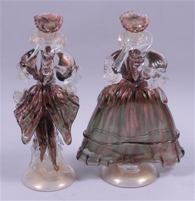 Glasfigurenpaar "Galan und Dame" - Kunst, Antiquitäten und Schmuck