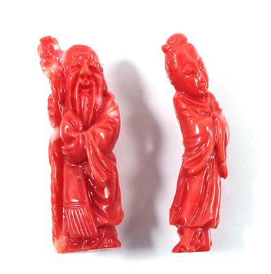 2 kleine asiatische Figuren "Glücksgott und Geisha" - Arte, antiquariato e gioielli