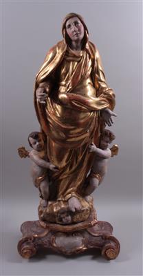 Holzfigur "Maria Immaculata, seitlich mit Engeln" - Arte, antiquariato e gioielli