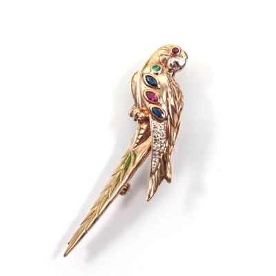 Brosche "Papagei" - Umění, starožitnosti, šperky