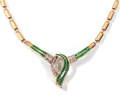 Smaragd- Brillantcollier - Antiques, art and jewellery