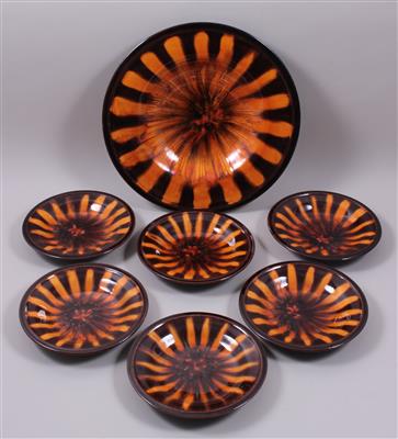 Wachauer Keramik- 1 großer - und 6 kleine Teller - Arte, antiquariato e gioielli