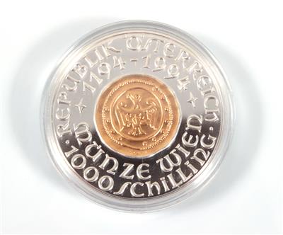 Bimetallmünze, 1.000,- Schilling, 1994 - Kunst, Antiquitäten und Schmuck