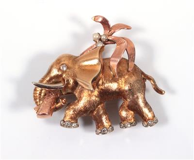 Diamantbrosche "Elefant" - Antiques, art and jewellery
