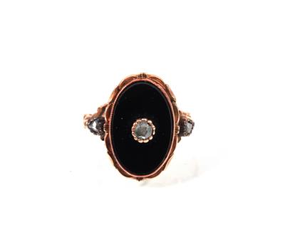 Onyx- Diamantrautendamenring - Antiques, art and jewellery