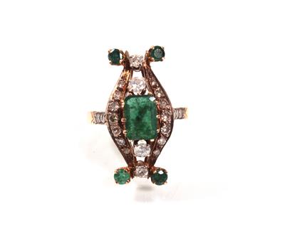 Smaragd- Diamantdamenring - Arte, antiquariato e gioielli