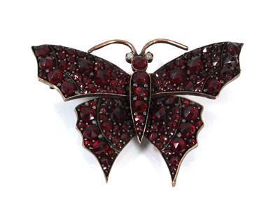 Granatbrosche "Schmetterling" - Kunst, Antiquitäten und Schmuck