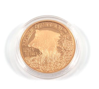 Goldmünze, 100 Euro, "Das Wildschwein", Österreich 2014 - Arte, antiquariato e gioielli